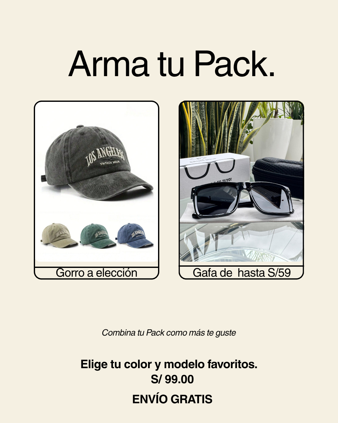 Arma tu pack (Gorro + Gafas)
